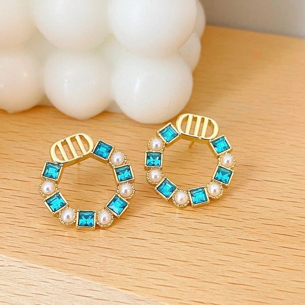 

earrings designer for women luxurys woman charm earrings solid color letters with diamondsearrings fashion casual temperament hundred ladies, Golden