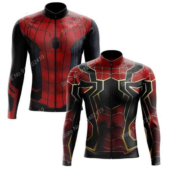 

2021 spider cartoon anime cycling jersey summer long sleeve clothing race road bike shirts bicycle mtb uniform maillot, Black