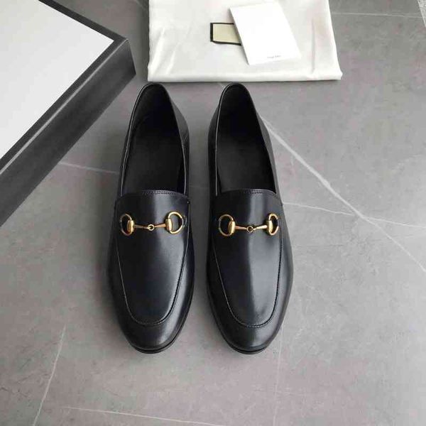 

sandals shangpin good goods word-of-mouth horse rank buckle lefu shoes flat bottom small leather sheepskin british style single, Black