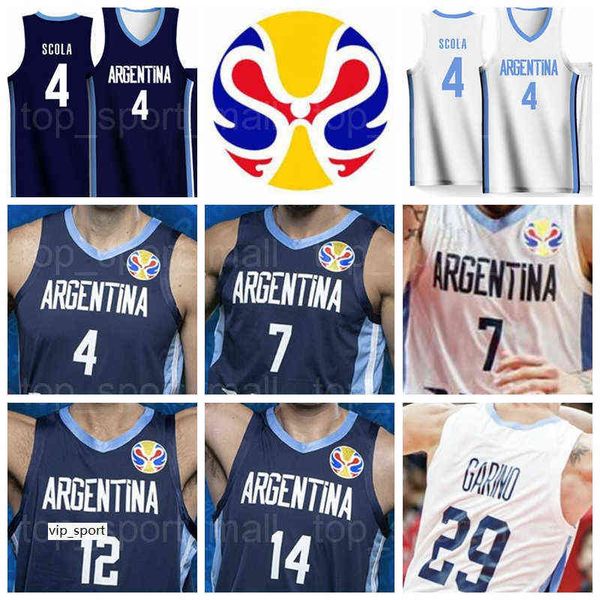 

2019 world cup team basketball jersey argentina 12 marcos delia 3 luca vildoza 9 nicolas brussino 10 maximo fjellerup 4 luis scola garino, Black