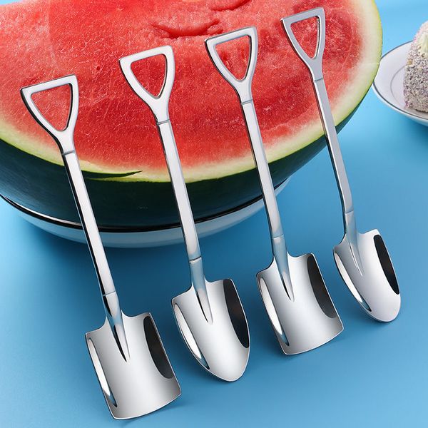 

shovel spoons silverware kitchen set for dessert coffee fruit ice cream tea stainless steel flatware serving utensils home office party 1221