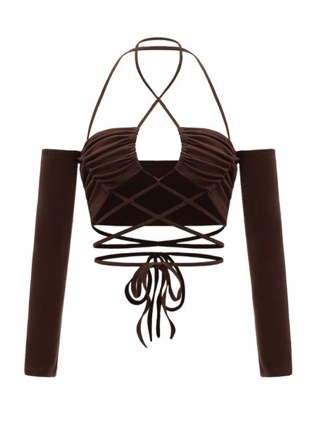 

crisscross tied backless crop f5xc#, White