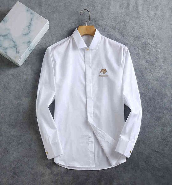 

men's t-shirts billionaire shirt cotton long-sleeved men's business fashion embroidery european size 38-42 breathable high-quality, White;black