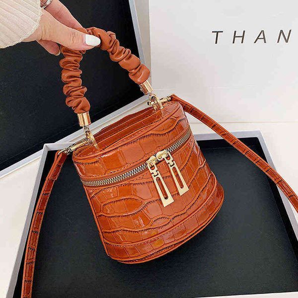 

new arrivals handbags for women luxury designer popular pleated tote bag women's bag new crocodile texture box bucket purses