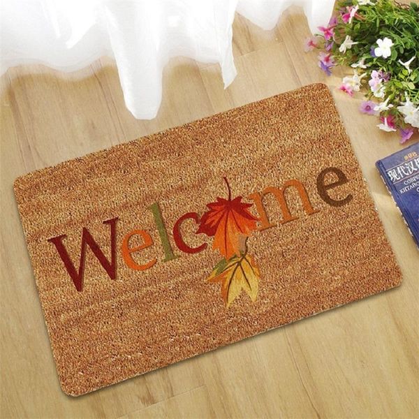 Carpetes Custom Welcome Letter Print Print Rubber Engray Doormat Para entrada de tapetes de porta ao ar livre Anti deslize o banheiro da cozinha deurmatcarpets