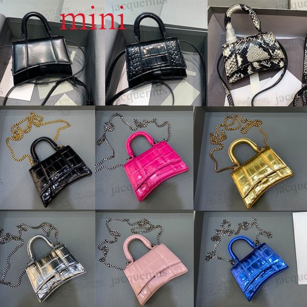 

mini hourglass bags designer womens crossbody bag xs hour glass shoulder purse luxury crocodile wallet genunite leather chain strap
