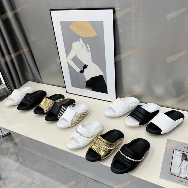 

quality designer slippers summer sandals heel black and white leather b-it puffy slipper mens womens black gold platform shoes mules 6cm