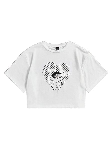 

x. hay marie the creative h.eart & c.artoon graphic tee r3kl#, White