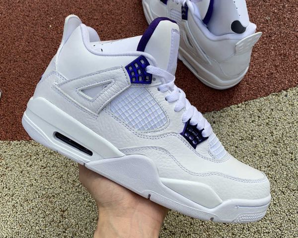 

version jumpman 4s purple metallic basketball shoes 4 white court-purple outdoor running trainers sports sneakers ship with box, Black