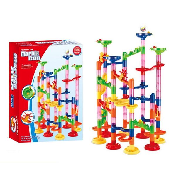 

105 pcs/box children model building kits diy toys construction marble race run maze balls pipeline type track blocks educational t247n
