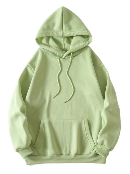 

kangaroo pocket thermal lined drawstring hoodie l2bd#, Black