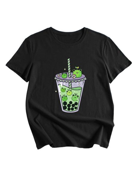 

romwe x starrifystudio frog print tee o2dy#, White