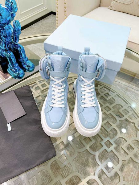 

fashion high thick women's bag boots lace wear resistant rubber bottom white powder blue black four colors super large standard