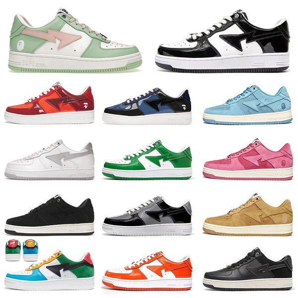 

fashion bapestas designer running shoes for mens womens baped pink suede beige black white color camo combo blue tokyo sta sports sneakers t