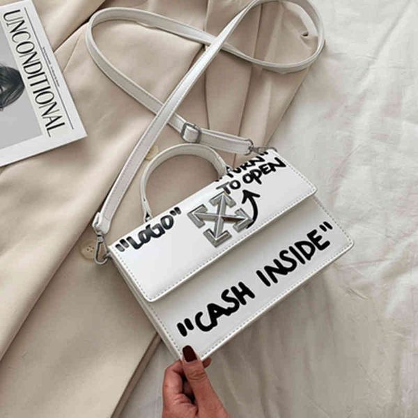 

fashion trend new ladies luxury brand bag designer wholesale graffiti letter popular handbag flip single shoulder box small square