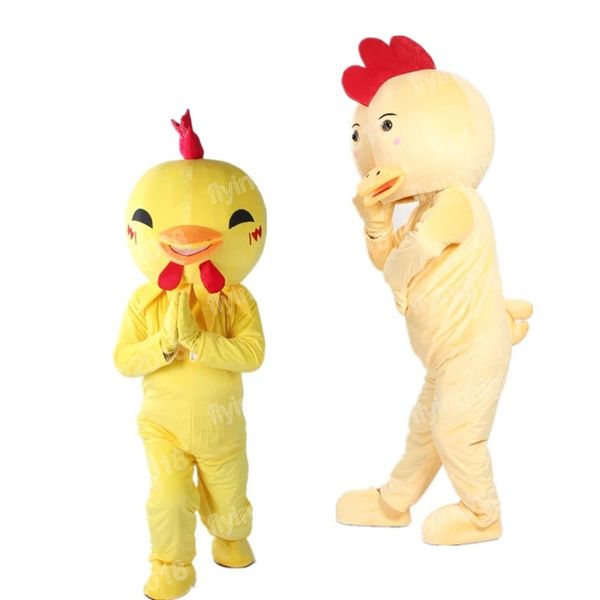 Hallowee Sarı Chick Maskot Kostüm Karikatür Anime Tema Karakter Karnaval Yetişkin Unisex Elbise Noel Süslü Performans Partisi Elbise