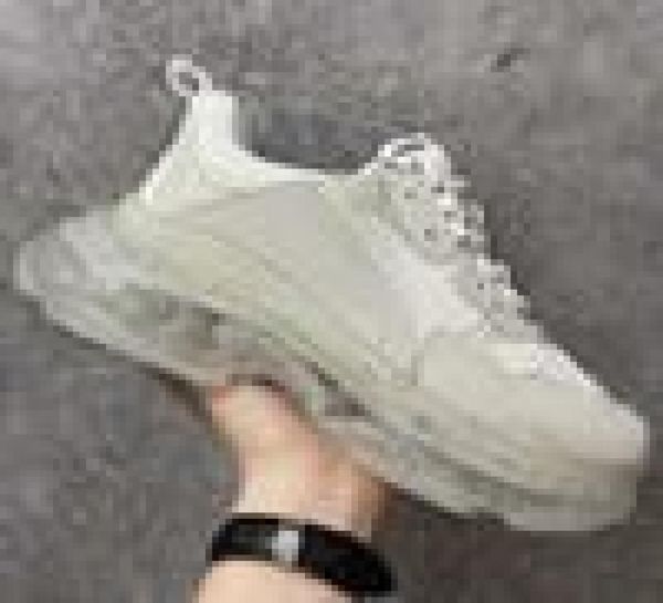 

dress paris casual shoes triple s clear sole trainers dad shoe sneaker black silver crystal bottom mens womens superior quality ch