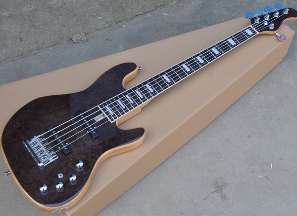 

5 strings electric jazz bass guitar with rosewood fretboard active circuit