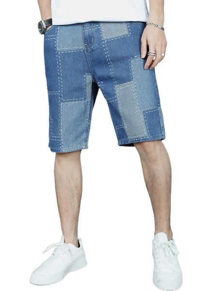 

men cut and sew denim shorts d9cp#, White;black