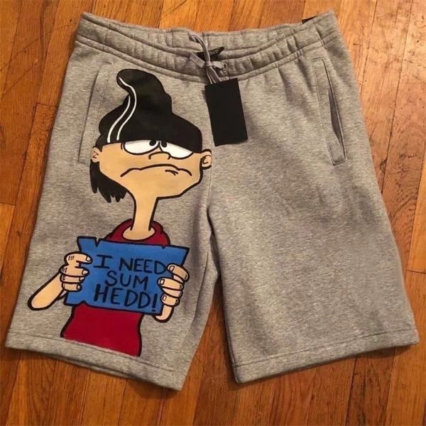 

men summer shorts cartoon letter printed solid cotton casual bermudas black boardshorts homme clothing beach male 220621, White;black