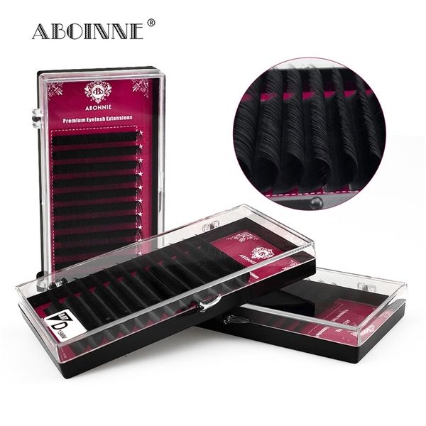 ABONNIE BCD 12rows Mink Hair Lashes Matte preto preto de seda de seda