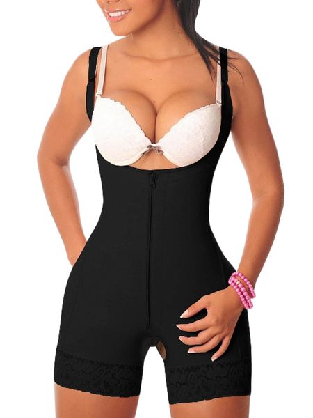 

zipper front shapewear bodysuit d9hs#, Black;red
