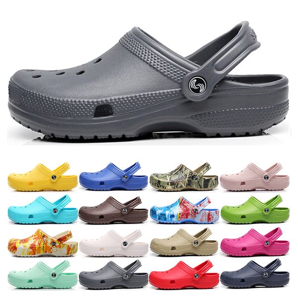 

2022 slippers classic clogs sandals slip on black white red rose pink casual beach waterproof shoes slides men nursing hospital women work m