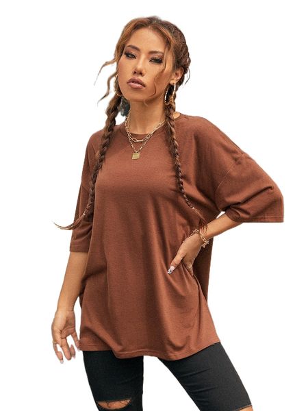 

solid drop shoulder tee x3dl#, White