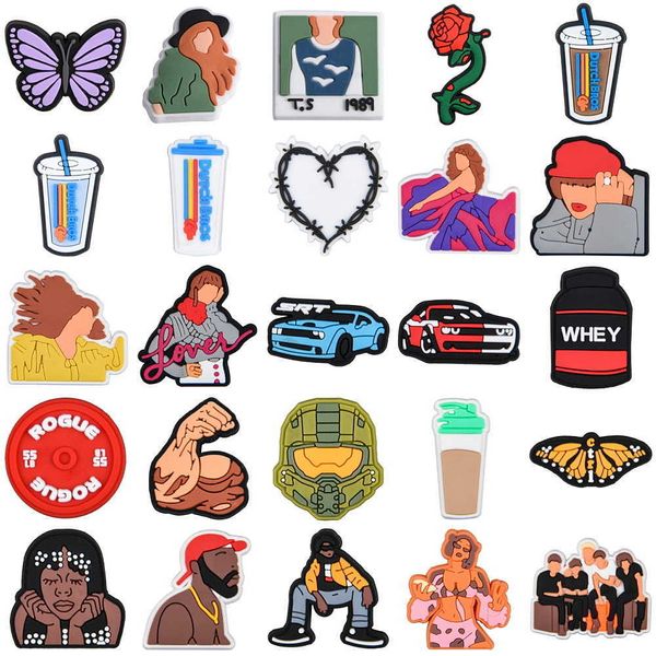 

single croc charms garden shoe decorations buckle for croc accessories wristband girls women gifts, White;pink