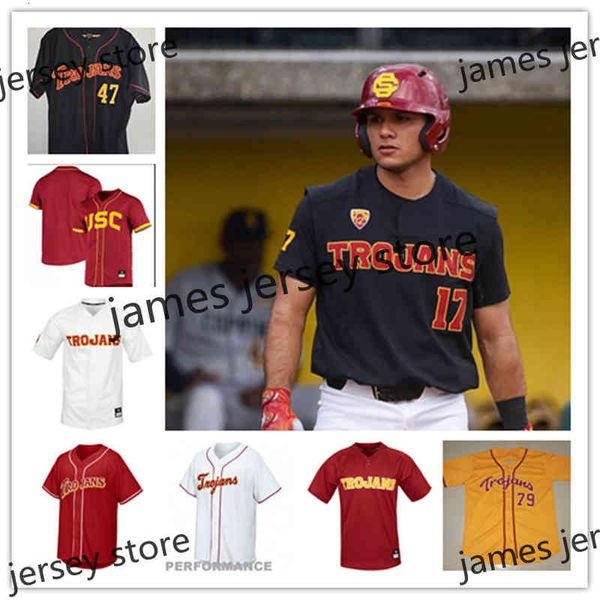 

xflsp 2022college custom usc trojans baseball jersey 3 caiden huber 4 johnny olmstead 5 miko rodriguez 6 d'andre smith 7 trevor halsema, Black