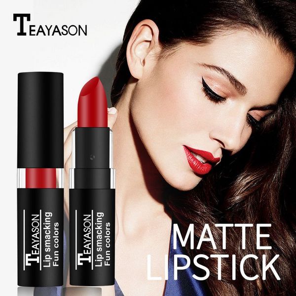 NEUE Ankunft TEAYASON 12 Farbe Lippenstift Make-Up Wasserdicht Dauerhaft Sexy Rot Matte Lippenstift Make-Up Kosmetik