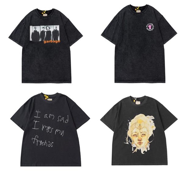 

22ss spring summer usa washed vintage tee t shirts short sleeve mens women oversize casual cotton tshirt281n, Black;brown