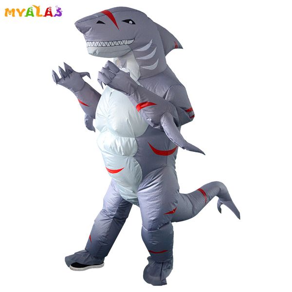 Costume da bambola mascotte Costumi di squalo alieno gonfiabile Purim Cartoon Men Blow Up Fancy Dress Tuta Festa di carnevale Festa divertente Festa per adulti