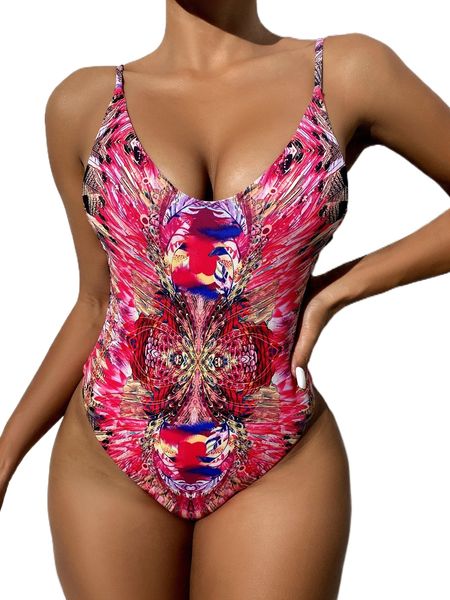

allover print backless one piece swimsuit g3kl#, White;black