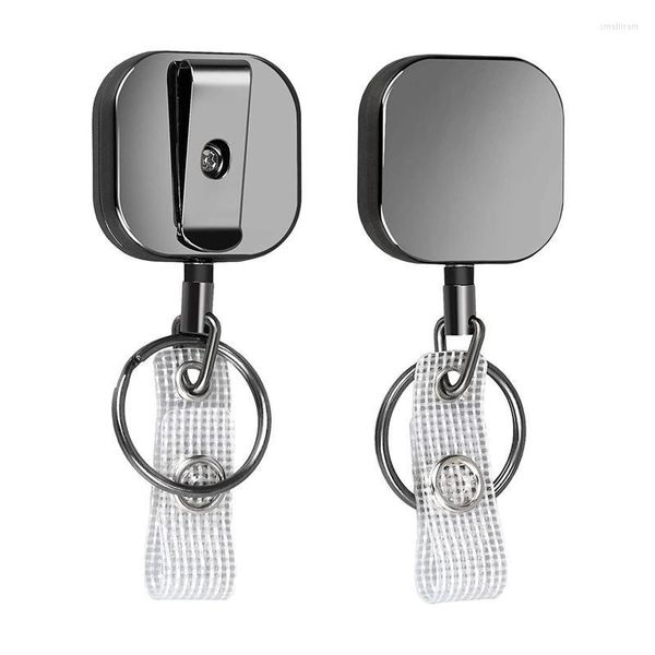Keychains 2 Pacote pequenos suportes de crachás retráteis para serviço pesado com o anel de chave de clipe de cinto para cartas de nome Kichain Smal22