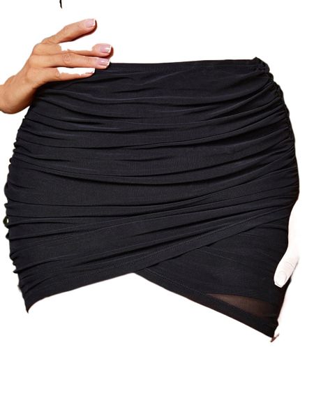 

sxy ruched wrap mesh bodycon skirt x5vq#, Black
