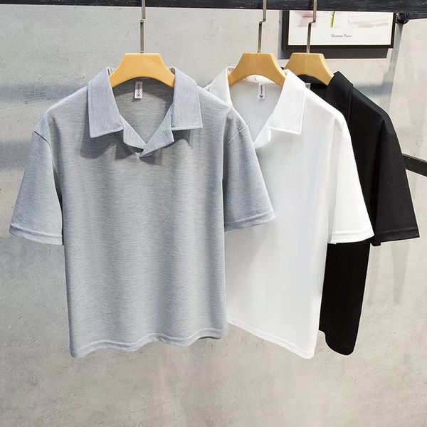 

polo shirt men's casual solid color simple, White;black