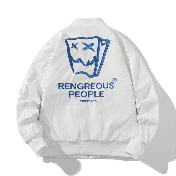 

embroidery bomber jacket men women hip hop baseball jacket fashion cartoon anime autumn winter windbreaker coat korean clothes t220816, Black;brown