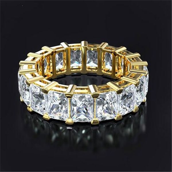 

hip hop jewelry zircon zircon stone silver color yellow gold rings for women fashion wedding engagement ring 220728, Slivery;golden