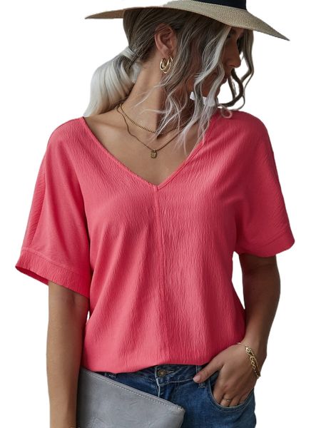 

batwing sleeve v neck blouse u59g#, White