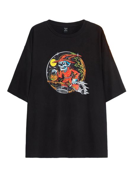 

x ramoniskull men halloween skeleton print tee n9jt#, White;black