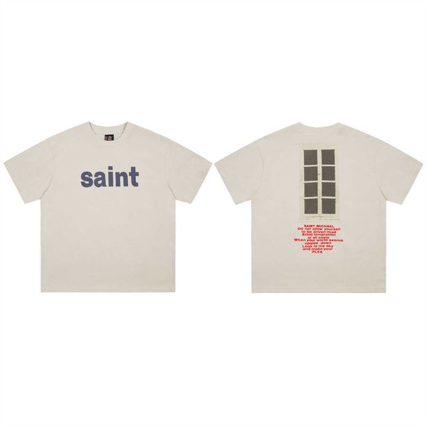 

print alphabet saint loose michael men's and women's short sleeve high street fashion t-shirt, White;black