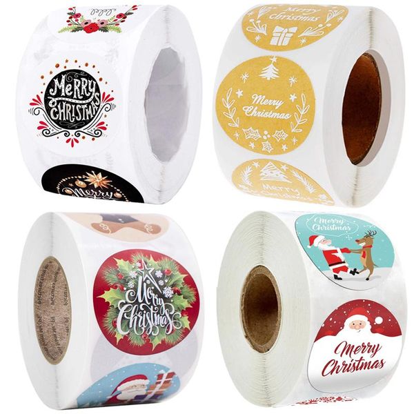 Geschenkpapier, 50/100/300/500 Stück, Aufkleber für frohe Weihnachten, niedliche Tiere, Schneemann, Bäume, dekorative Geschenkbox, Etiketten, Etiketten, Geschenk