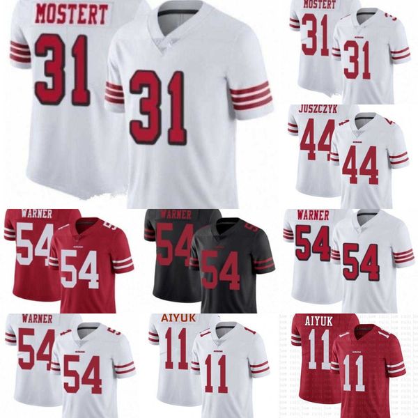 

football jerseys san francisco''49ers''men women youth 31 raheem mostert 54 fred warner 44 kyle juszczyk 11 brandon aiyu, Black;red