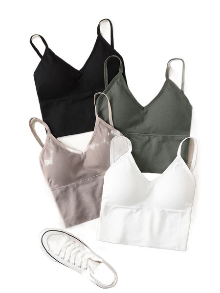 

4pcs medium support seamless sports bra q7ni#, Gray