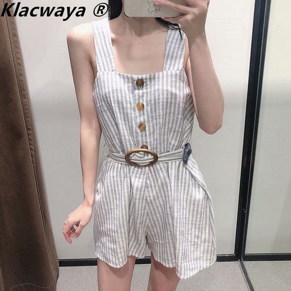 

female jumpsuit za belt striped short women casual summer fashion sleeveless wide straps woman overalls 210521, Black;white