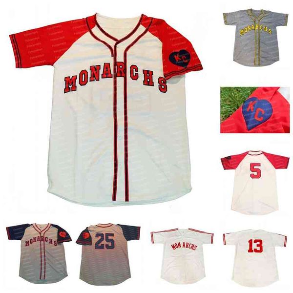 

kansas city monarchs nlbm negro leagues baseball jersey 5 jackie robinson 28 ernie banks 25 satchel paige 18 cool papa 22 bell buck o'n, Black