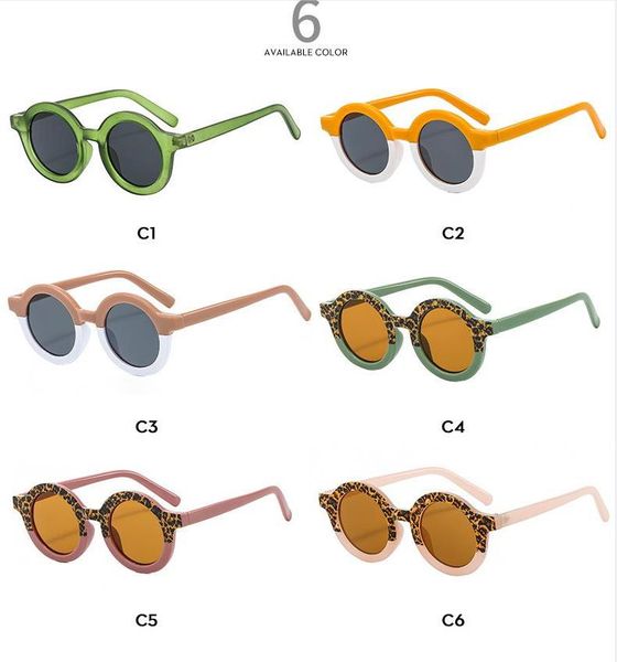 

baby sunglasses fashion leopard sun glasses cartoon round frame children cute anti uv designer glasses summer sunscreen shades eyeglasses bb, Blue