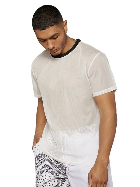 

men contrast trim mesh tee a4fc#, White;black
