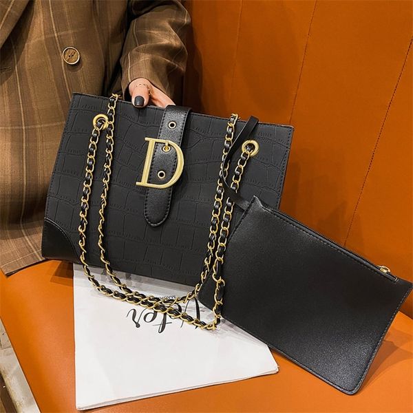 

factory online sales frosted shoulder women winter stone chain two piece set mother bag damp